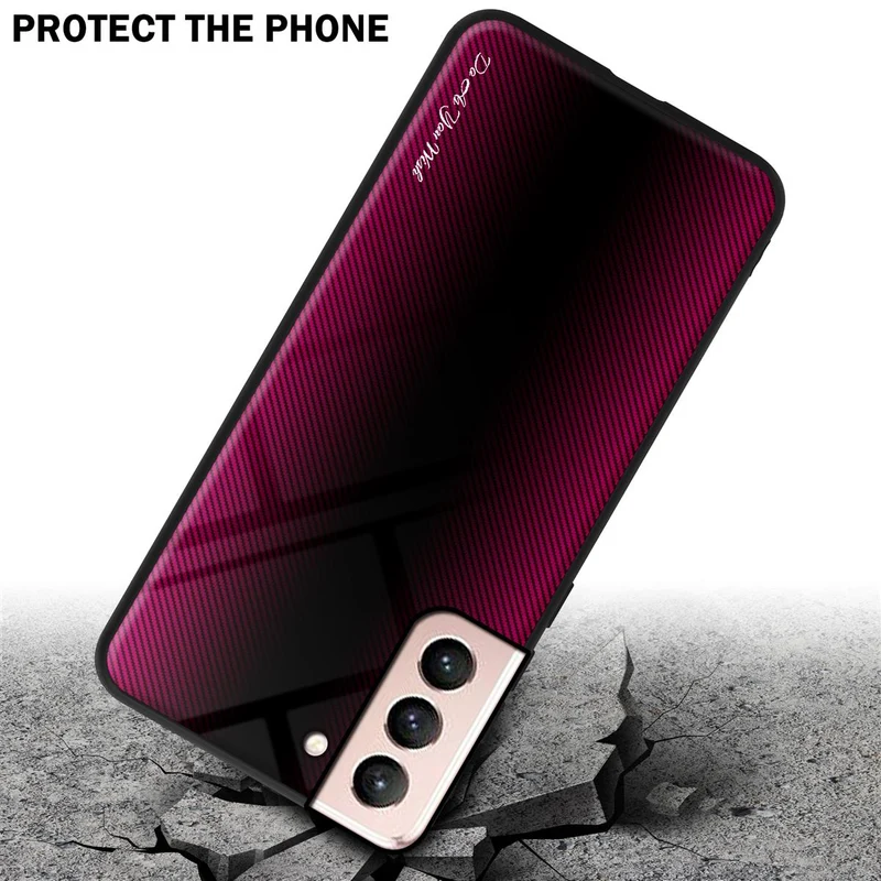 Cadorabo Hülle kompatibel mit Samsung Galaxy S21 5G - Streifen Optik Schutzhülle aus Tempered Glas und TPU Silikon