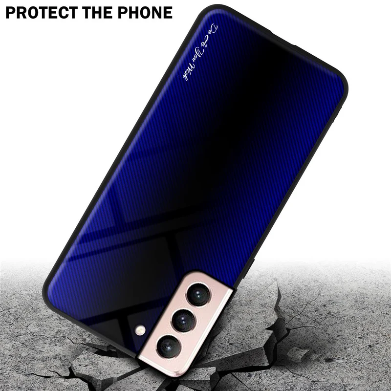 Cadorabo Hülle kompatibel mit Samsung Galaxy S21 5G - Streifen Optik Schutzhülle aus Tempered Glas und TPU Silikon