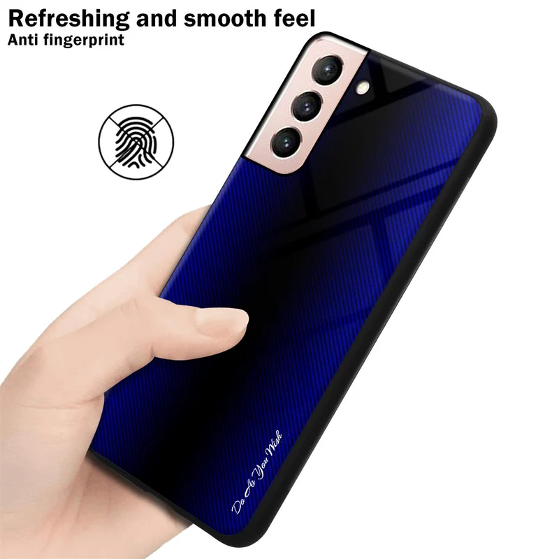 Cadorabo Hülle kompatibel mit Samsung Galaxy S21 5G - Streifen Optik Schutzhülle aus Tempered Glas und TPU Silikon