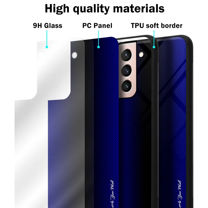 Cadorabo Hülle kompatibel mit Samsung Galaxy S21 5G - Streifen Optik Schutzhülle aus Tempered Glas und TPU Silikon