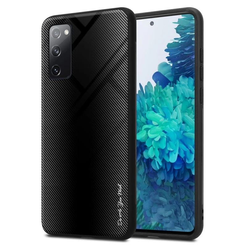 Cadorabo Hülle kompatibel mit Samsung Galaxy S20 FE - Streifen Optik Schutzhülle aus Tempered Glas und TPU Silikon