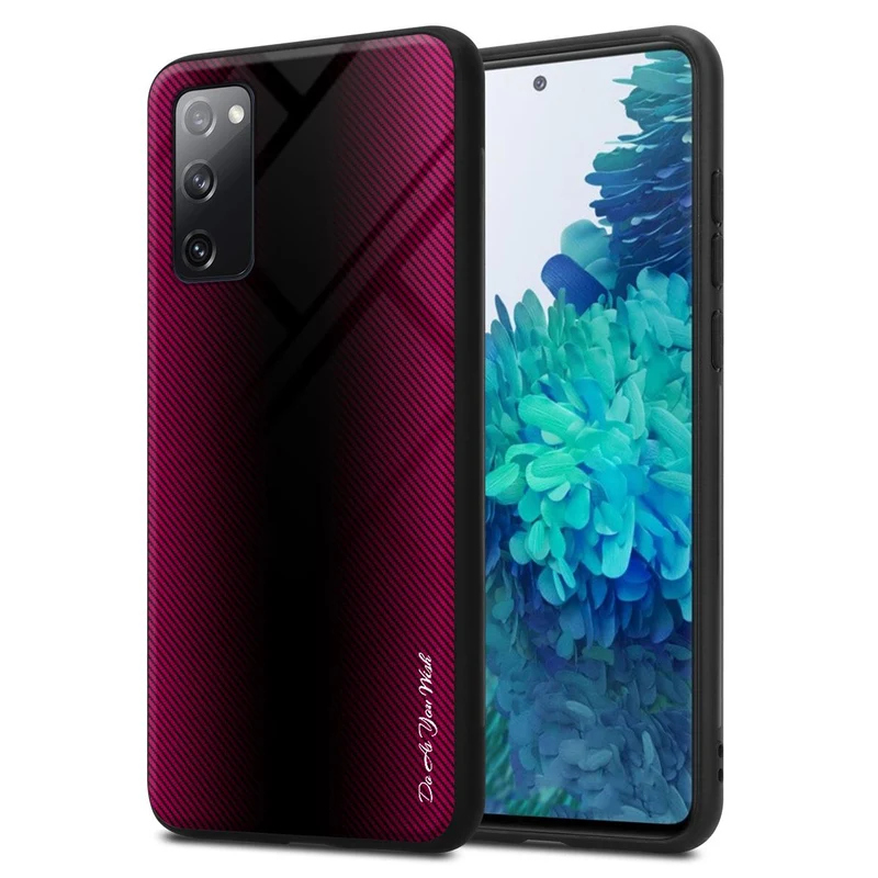 Cadorabo Hülle kompatibel mit Samsung Galaxy S20 FE - Streifen Optik Schutzhülle aus Tempered Glas und TPU Silikon