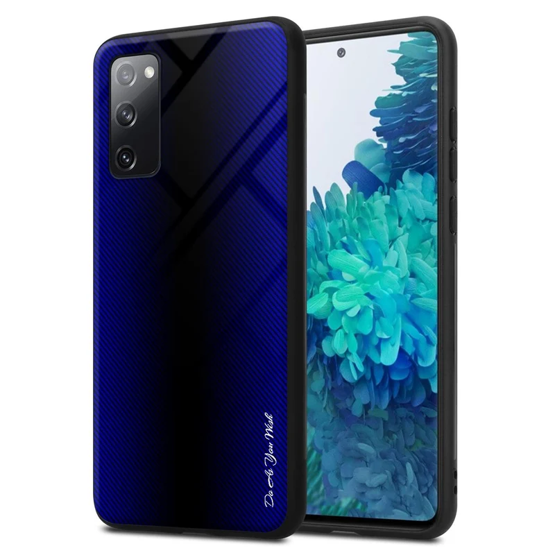 Cadorabo Hülle kompatibel mit Samsung Galaxy S20 FE - Streifen Optik Schutzhülle aus Tempered Glas und TPU Silikon