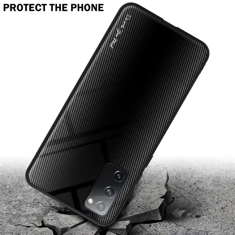 Cadorabo Hülle kompatibel mit Samsung Galaxy S20 FE - Streifen Optik Schutzhülle aus Tempered Glas und TPU Silikon