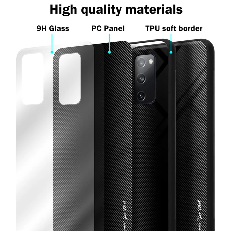 Cadorabo Hülle kompatibel mit Samsung Galaxy S20 FE - Streifen Optik Schutzhülle aus Tempered Glas und TPU Silikon