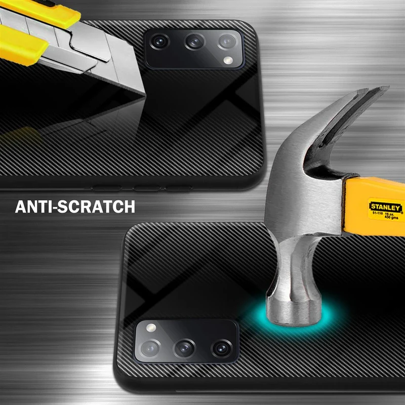 Cadorabo Hülle kompatibel mit Samsung Galaxy S20 FE - Streifen Optik Schutzhülle aus Tempered Glas und TPU Silikon