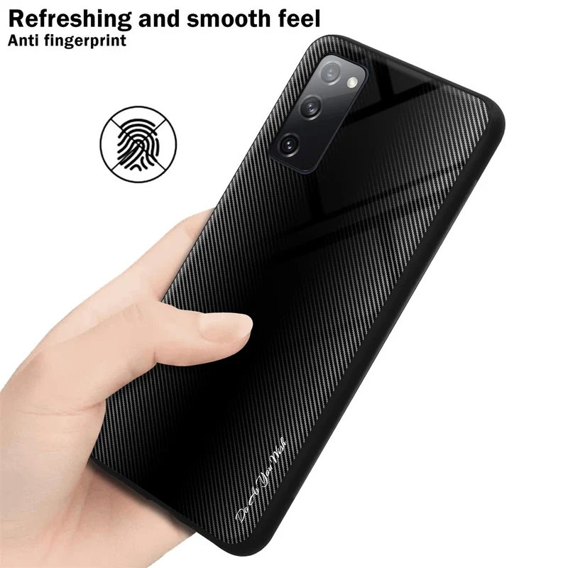 Cadorabo Hülle kompatibel mit Samsung Galaxy S20 FE - Streifen Optik Schutzhülle aus Tempered Glas und TPU Silikon