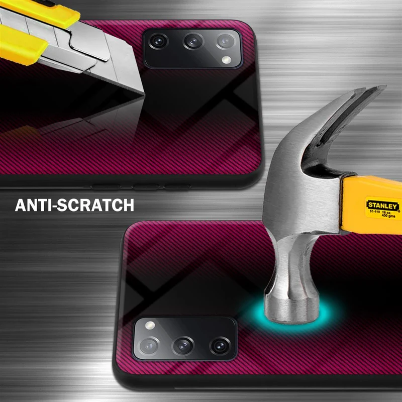 Cadorabo Hülle kompatibel mit Samsung Galaxy S20 FE - Streifen Optik Schutzhülle aus Tempered Glas und TPU Silikon