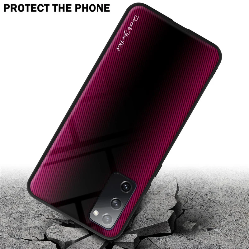 Cadorabo Hülle kompatibel mit Samsung Galaxy S20 FE - Streifen Optik Schutzhülle aus Tempered Glas und TPU Silikon