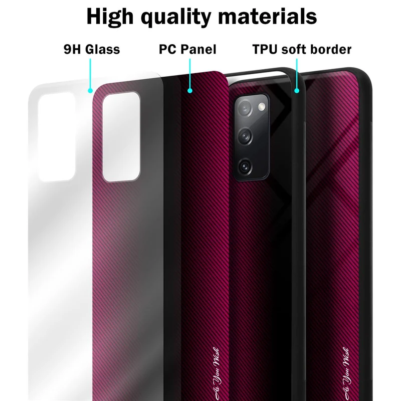 Cadorabo Hülle kompatibel mit Samsung Galaxy S20 FE - Streifen Optik Schutzhülle aus Tempered Glas und TPU Silikon