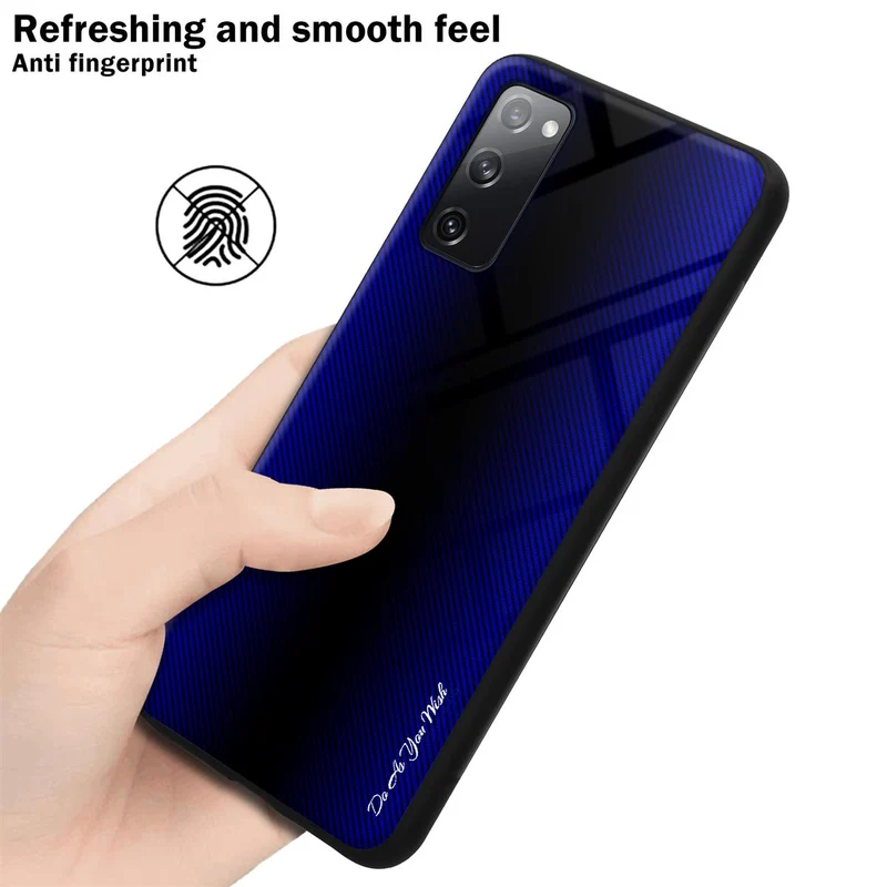 Cadorabo Hülle kompatibel mit Samsung Galaxy S20 FE - Streifen Optik Schutzhülle aus Tempered Glas und TPU Silikon