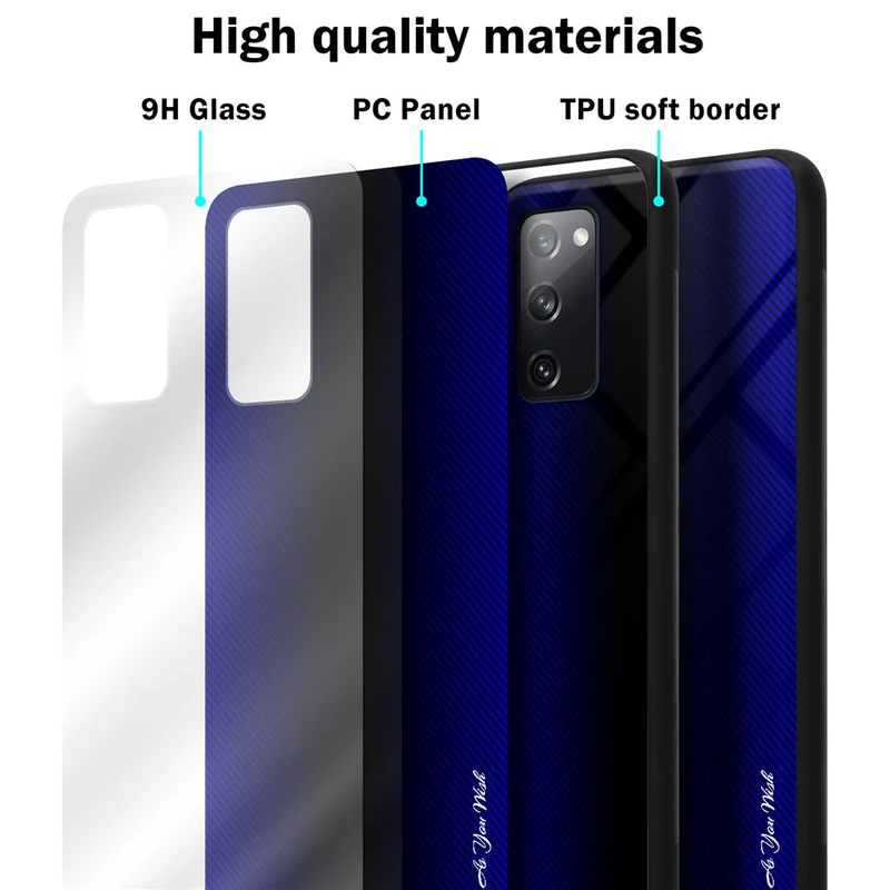Cadorabo Hülle kompatibel mit Samsung Galaxy S20 FE - Streifen Optik Schutzhülle aus Tempered Glas und TPU Silikon