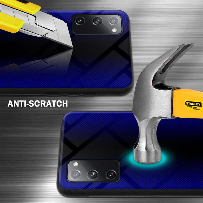 Cadorabo Hülle kompatibel mit Samsung Galaxy S20 FE - Streifen Optik Schutzhülle aus Tempered Glas und TPU Silikon