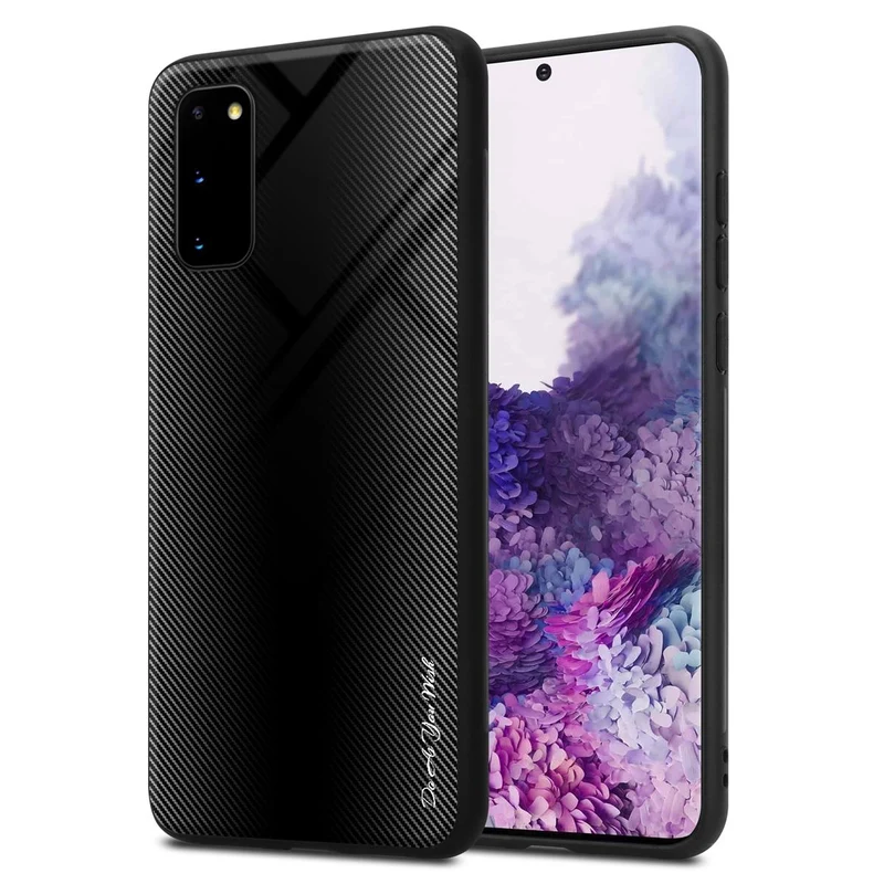 Cadorabo Hülle kompatibel mit Samsung Galaxy S20 - Streifen Optik Schutzhülle aus Tempered Glas und TPU Silikon