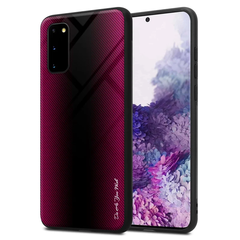 Cadorabo Hülle kompatibel mit Samsung Galaxy S20 - Streifen Optik Schutzhülle aus Tempered Glas und TPU Silikon