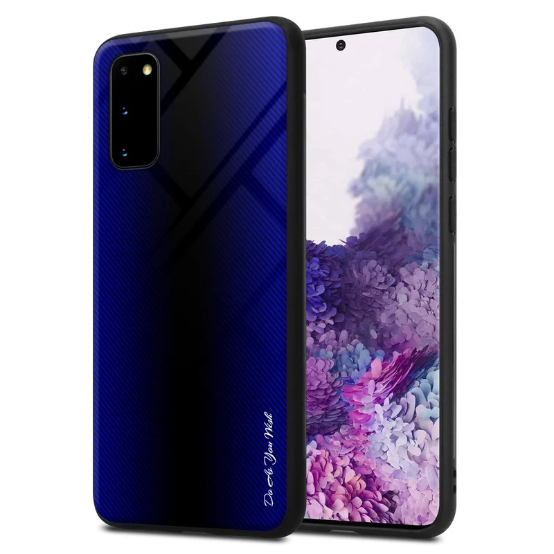 Cadorabo Hülle kompatibel mit Samsung Galaxy S20 - Streifen Optik Schutzhülle aus Tempered Glas und TPU Silikon