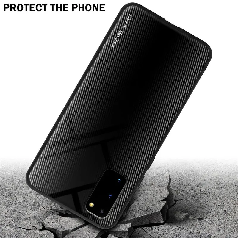 Cadorabo Hülle kompatibel mit Samsung Galaxy S20 - Streifen Optik Schutzhülle aus Tempered Glas und TPU Silikon