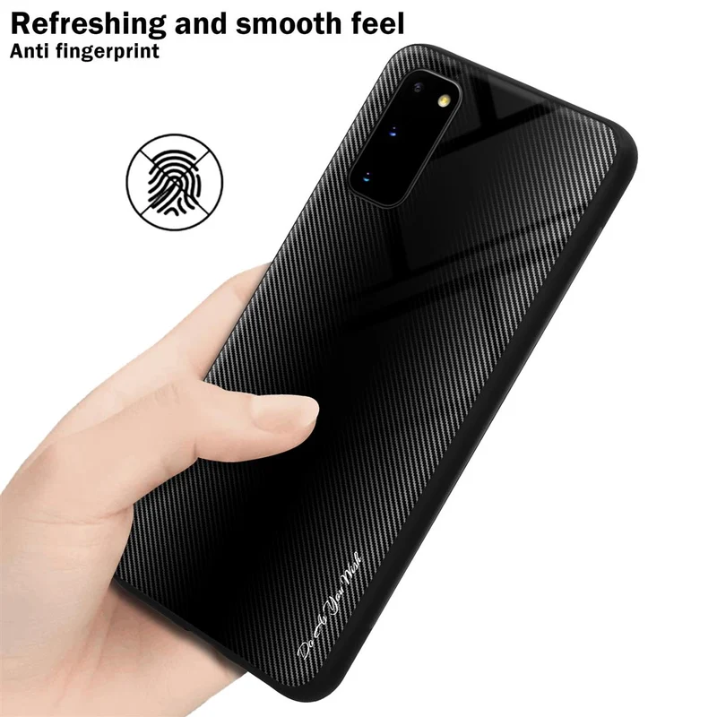 Cadorabo Hülle kompatibel mit Samsung Galaxy S20 - Streifen Optik Schutzhülle aus Tempered Glas und TPU Silikon