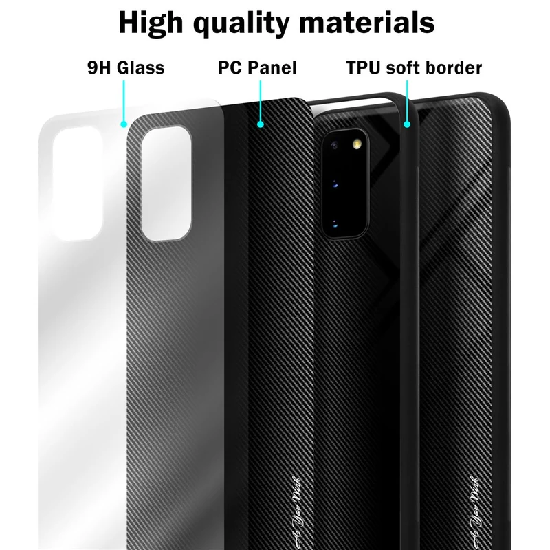 Cadorabo Hülle kompatibel mit Samsung Galaxy S20 - Streifen Optik Schutzhülle aus Tempered Glas und TPU Silikon