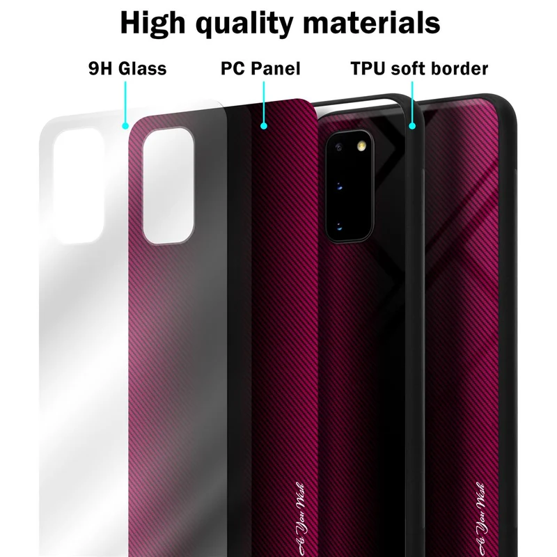 Cadorabo Hülle kompatibel mit Samsung Galaxy S20 - Streifen Optik Schutzhülle aus Tempered Glas und TPU Silikon