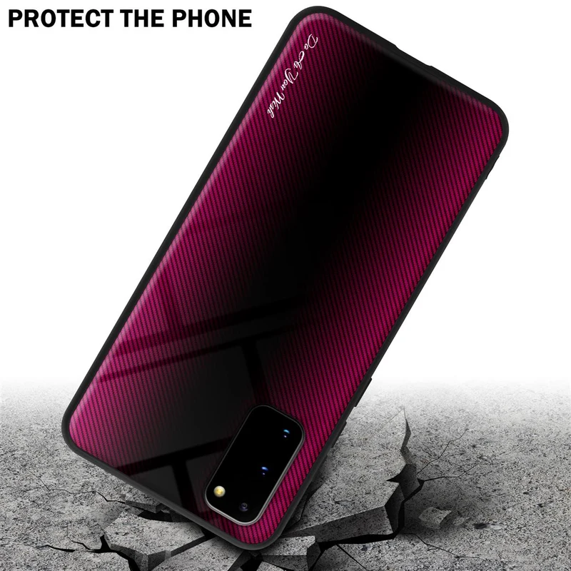 Cadorabo Hülle kompatibel mit Samsung Galaxy S20 - Streifen Optik Schutzhülle aus Tempered Glas und TPU Silikon