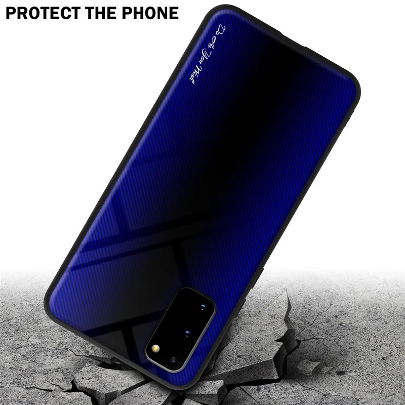 Cadorabo Hülle kompatibel mit Samsung Galaxy S20 - Streifen Optik Schutzhülle aus Tempered Glas und TPU Silikon
