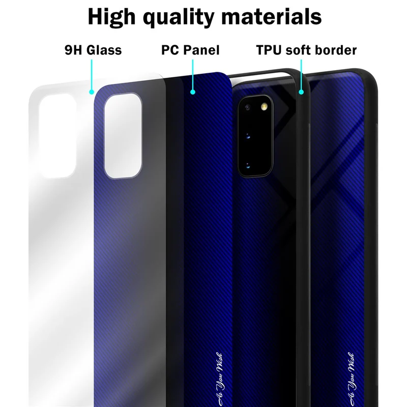 Cadorabo Hülle kompatibel mit Samsung Galaxy S20 - Streifen Optik Schutzhülle aus Tempered Glas und TPU Silikon