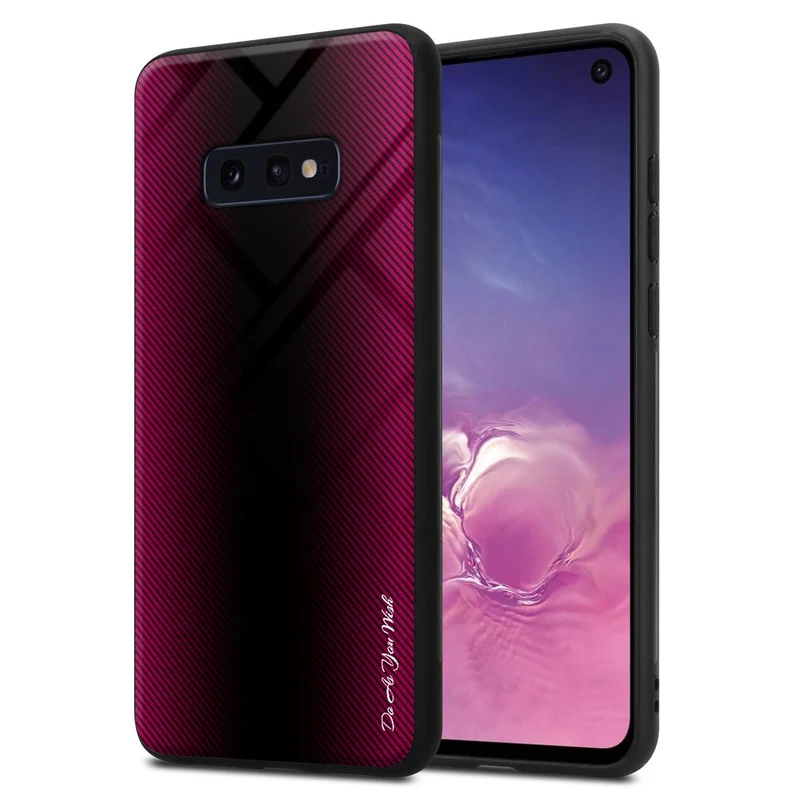 Cadorabo Hülle kompatibel mit Samsung Galaxy S10e - Streifen Optik Schutzhülle aus Tempered Glas und TPU Silikon