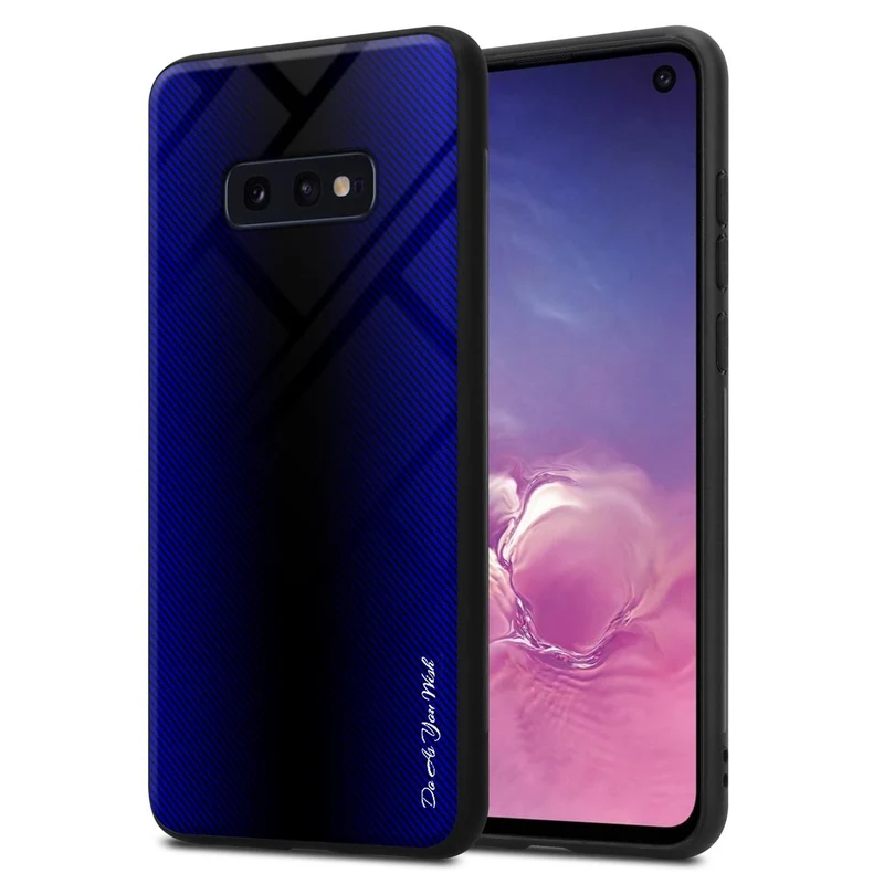 Cadorabo Hülle kompatibel mit Samsung Galaxy S10e - Streifen Optik Schutzhülle aus Tempered Glas und TPU Silikon