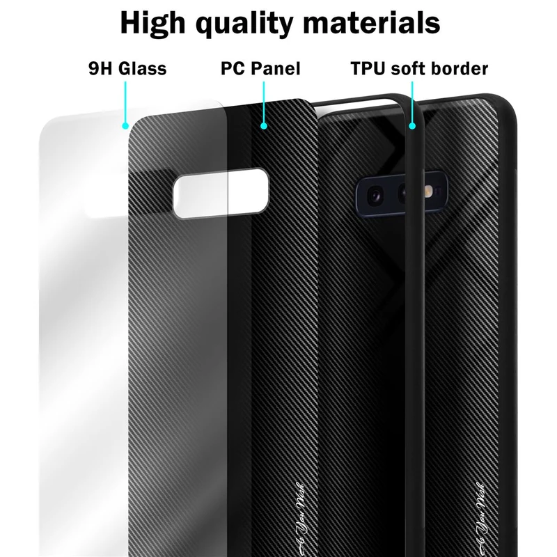 Cadorabo Hülle kompatibel mit Samsung Galaxy S10e - Streifen Optik Schutzhülle aus Tempered Glas und TPU Silikon