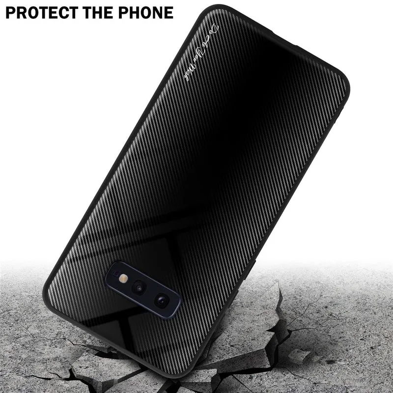 Cadorabo Hülle kompatibel mit Samsung Galaxy S10e - Streifen Optik Schutzhülle aus Tempered Glas und TPU Silikon