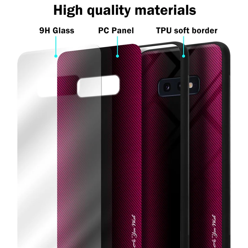 Cadorabo Hülle kompatibel mit Samsung Galaxy S10e - Streifen Optik Schutzhülle aus Tempered Glas und TPU Silikon