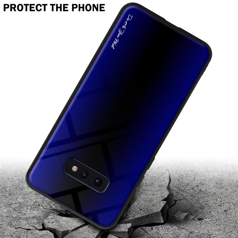 Cadorabo Hülle kompatibel mit Samsung Galaxy S10e - Streifen Optik Schutzhülle aus Tempered Glas und TPU Silikon