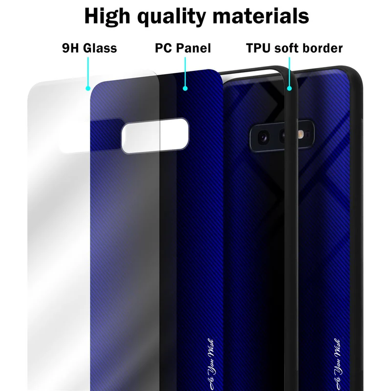 Cadorabo Hülle kompatibel mit Samsung Galaxy S10e - Streifen Optik Schutzhülle aus Tempered Glas und TPU Silikon
