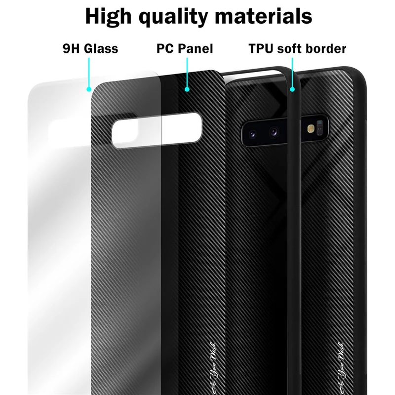Cadorabo Hülle kompatibel mit Samsung Galaxy S10 PLUS - Streifen Optik Schutzhülle aus Tempered Glas und TPU Silikon