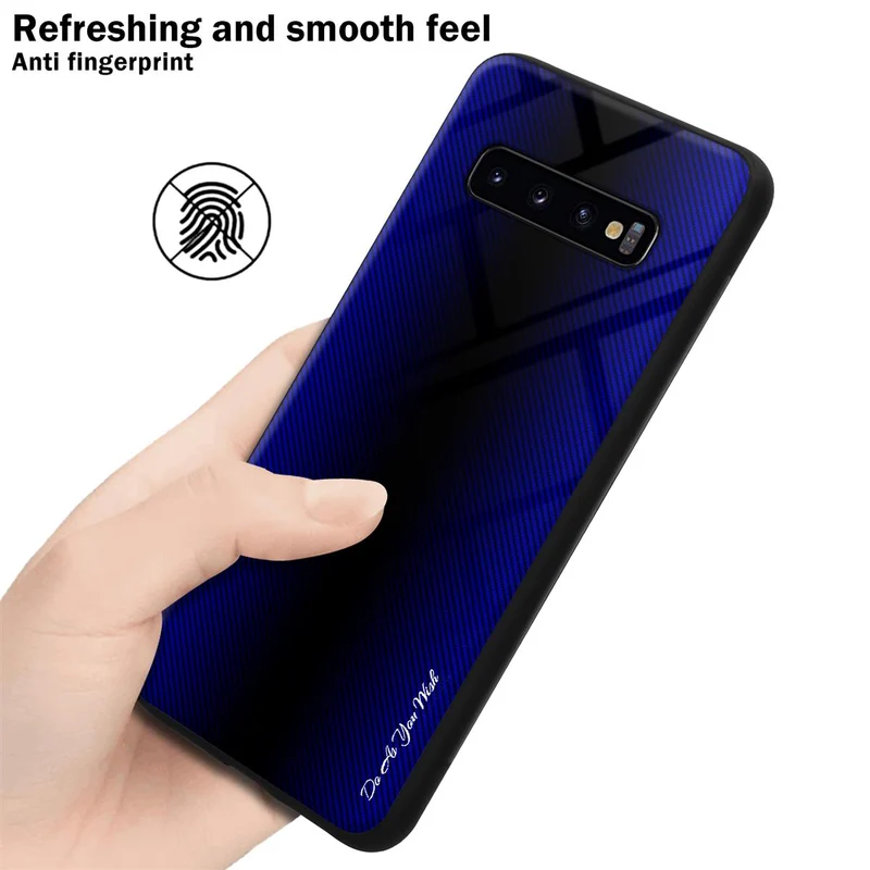 Cadorabo Hülle kompatibel mit Samsung Galaxy S10 PLUS - Streifen Optik Schutzhülle aus Tempered Glas und TPU Silikon