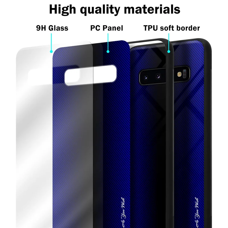 Cadorabo Hülle kompatibel mit Samsung Galaxy S10 PLUS - Streifen Optik Schutzhülle aus Tempered Glas und TPU Silikon