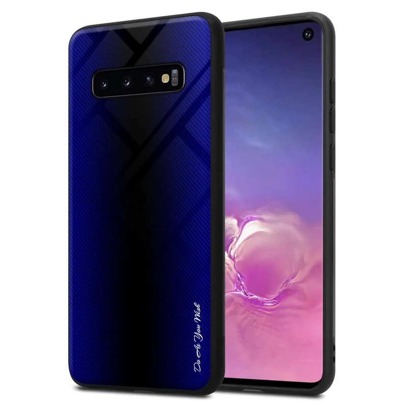 Cadorabo Hülle kompatibel mit Samsung Galaxy S10 4G - Streifen Optik Schutzhülle aus Tempered Glas und TPU Silikon