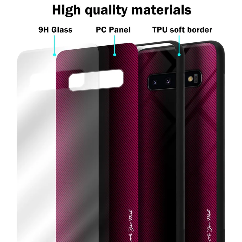 Cadorabo Hülle kompatibel mit Samsung Galaxy S10 4G - Streifen Optik Schutzhülle aus Tempered Glas und TPU Silikon