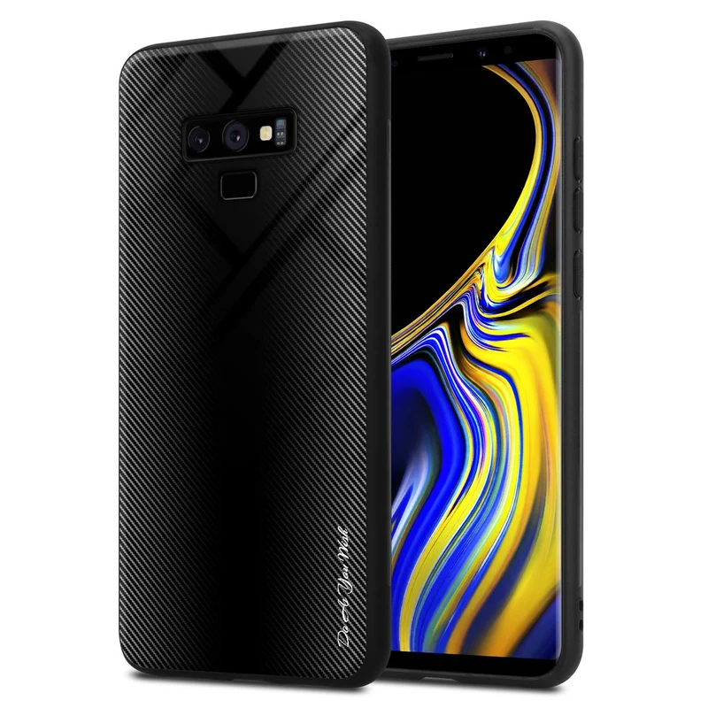 Cadorabo Hülle kompatibel mit Samsung Galaxy NOTE 9 - Streifen Optik Schutzhülle aus Tempered Glas und TPU Silikon