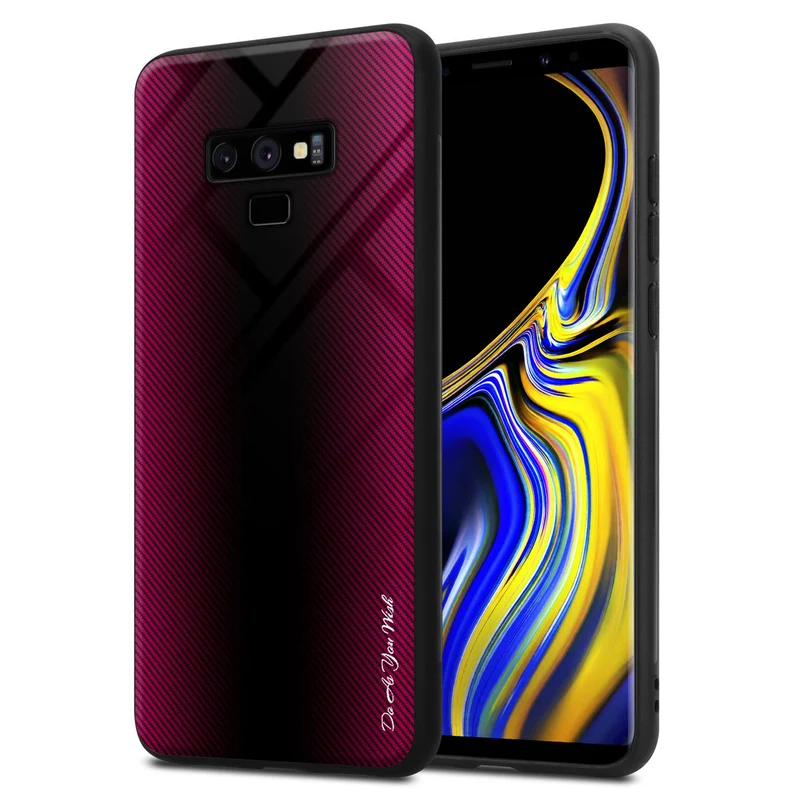 Cadorabo Hülle kompatibel mit Samsung Galaxy NOTE 9 - Streifen Optik Schutzhülle aus Tempered Glas und TPU Silikon