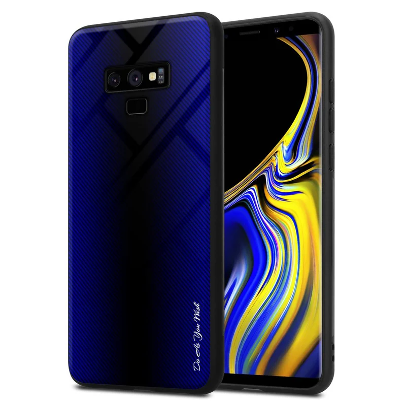 Cadorabo Hülle kompatibel mit Samsung Galaxy NOTE 9 - Streifen Optik Schutzhülle aus Tempered Glas und TPU Silikon