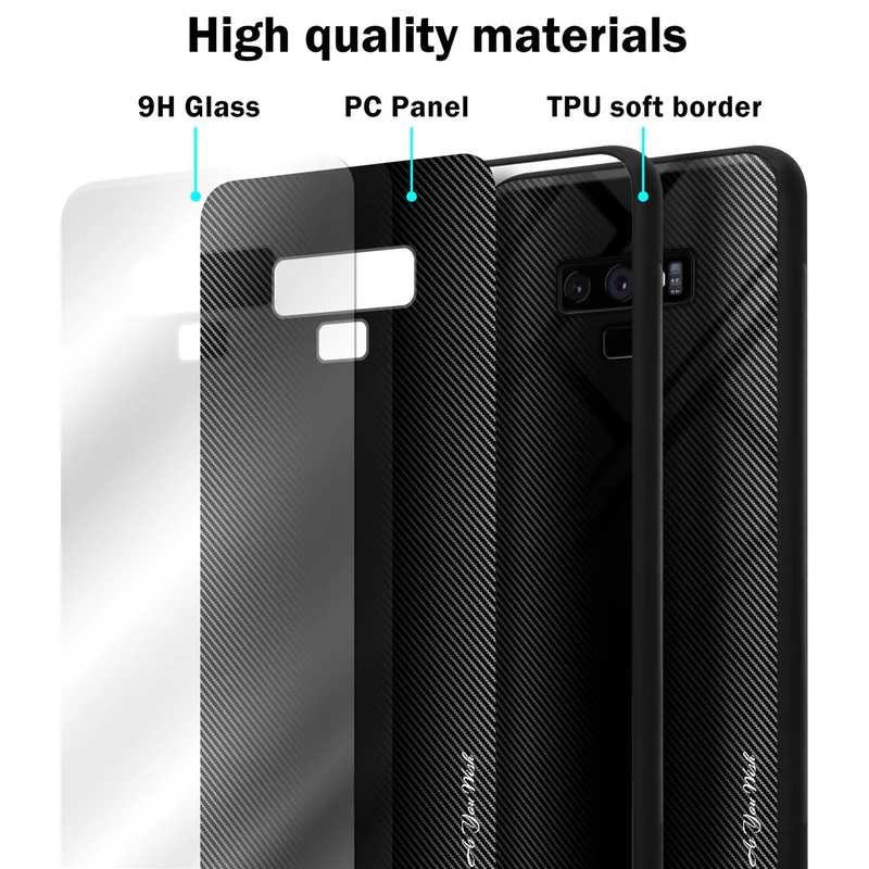 Cadorabo Hülle kompatibel mit Samsung Galaxy NOTE 9 - Streifen Optik Schutzhülle aus Tempered Glas und TPU Silikon