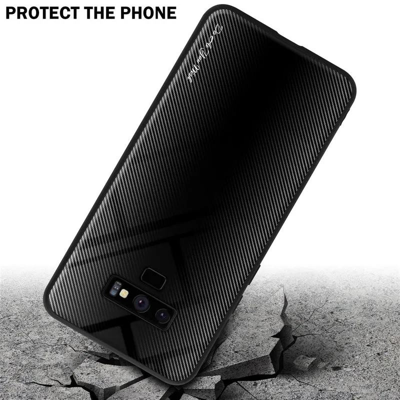Cadorabo Hülle kompatibel mit Samsung Galaxy NOTE 9 - Streifen Optik Schutzhülle aus Tempered Glas und TPU Silikon