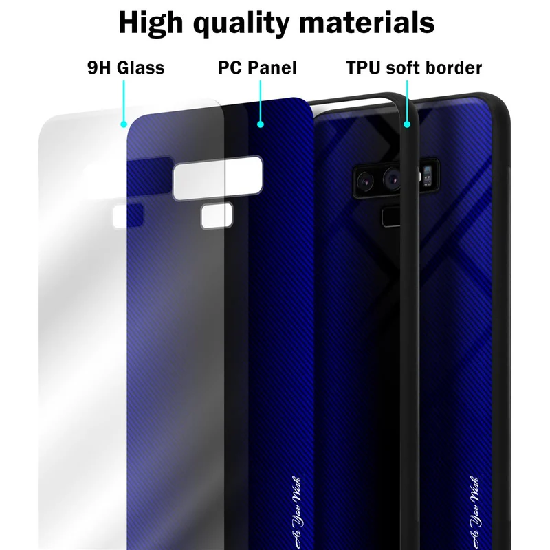 Cadorabo Hülle kompatibel mit Samsung Galaxy NOTE 9 - Streifen Optik Schutzhülle aus Tempered Glas und TPU Silikon