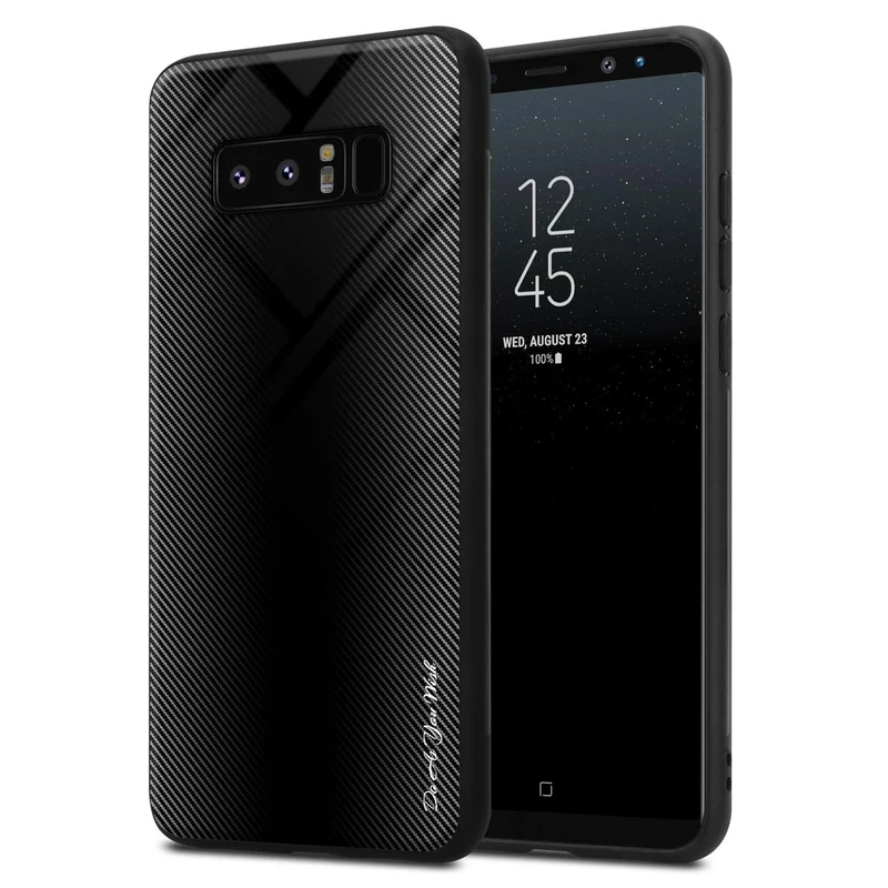 Cadorabo Hülle kompatibel mit Samsung Galaxy NOTE 8 - Streifen Optik Schutzhülle aus Tempered Glas und TPU Silikon
