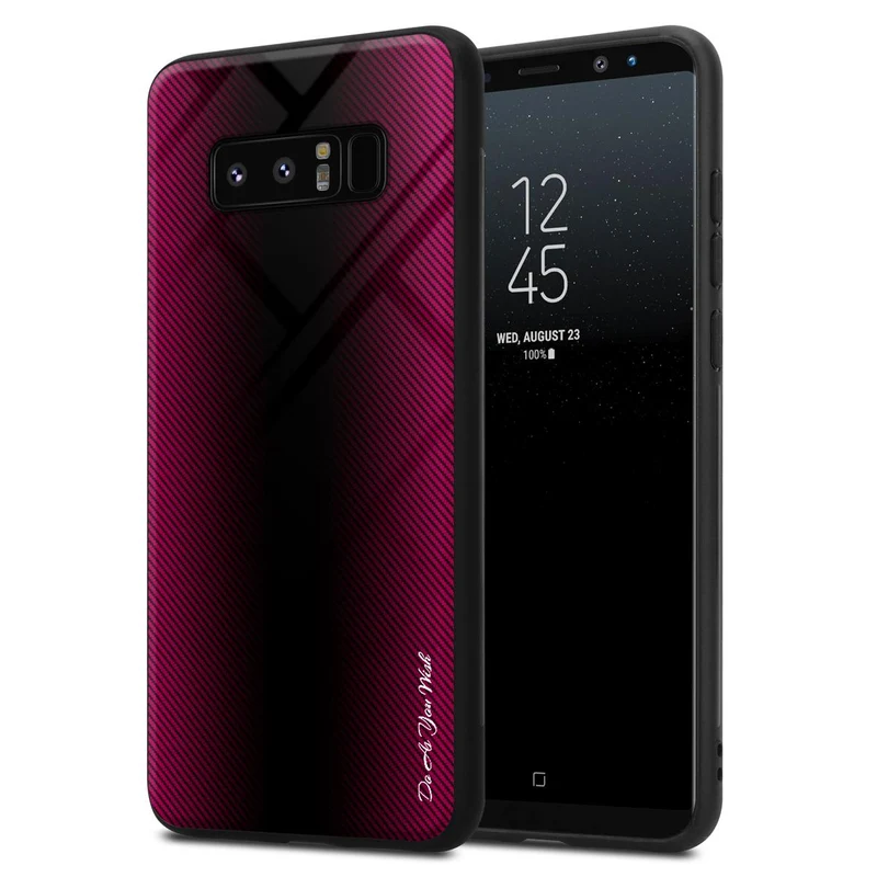 Cadorabo Hülle kompatibel mit Samsung Galaxy NOTE 8 - Streifen Optik Schutzhülle aus Tempered Glas und TPU Silikon
