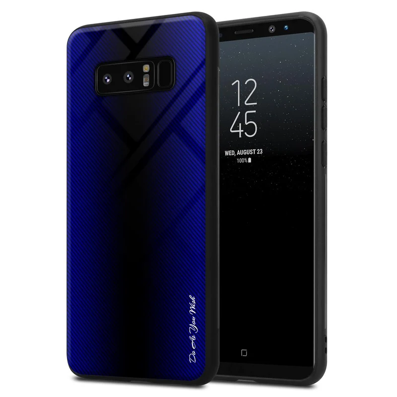 Cadorabo Hülle kompatibel mit Samsung Galaxy NOTE 8 - Streifen Optik Schutzhülle aus Tempered Glas und TPU Silikon