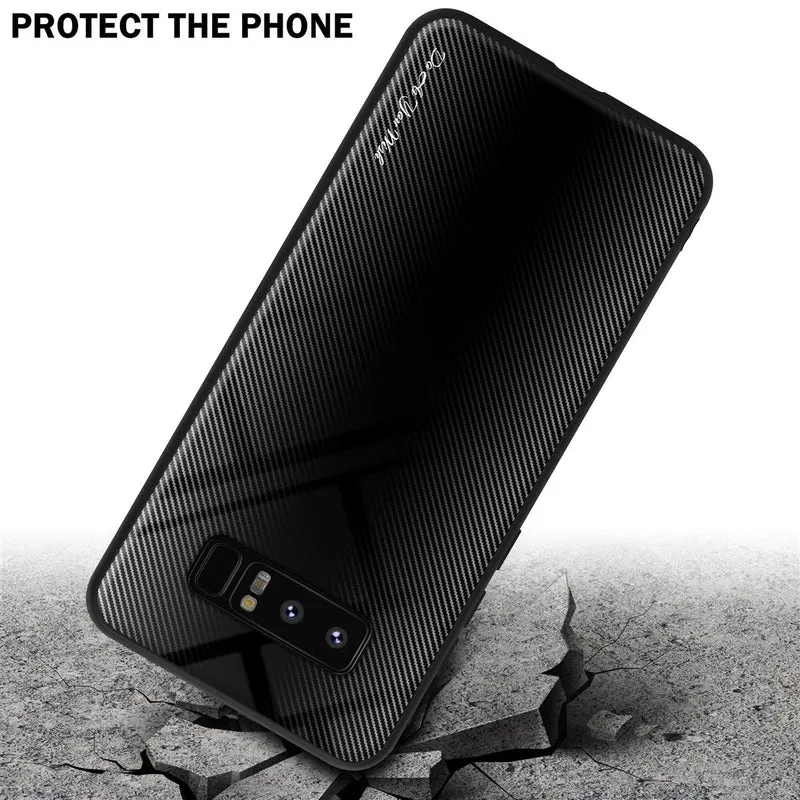 Cadorabo Hülle kompatibel mit Samsung Galaxy NOTE 8 - Streifen Optik Schutzhülle aus Tempered Glas und TPU Silikon