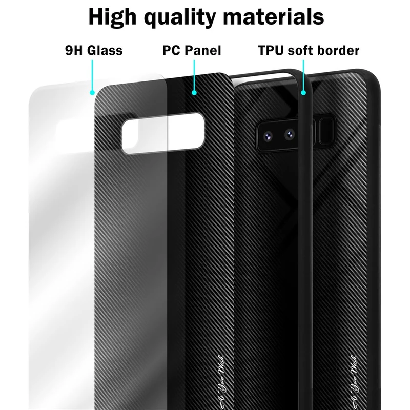 Cadorabo Hülle kompatibel mit Samsung Galaxy NOTE 8 - Streifen Optik Schutzhülle aus Tempered Glas und TPU Silikon